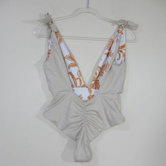 Maaji Nacar Plunge One Piece SWIMSUIT Size 2XL Reversible Gold Metallic - Picture 11 of 13